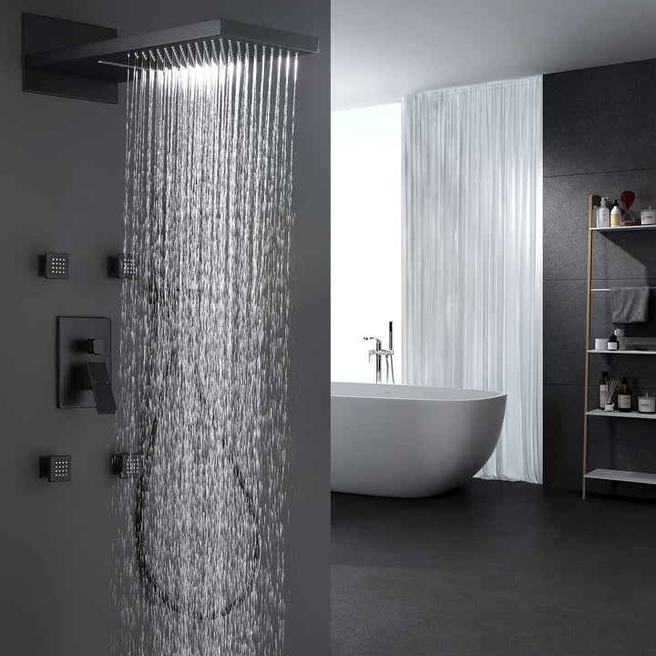 Luxury Pressure Balanced Waterfall Shower System with Hand Shower & Body Jets - Modland