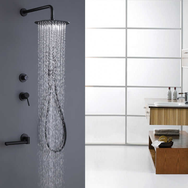 Dual Handles Complete Rain Shower System with Hand Shower with Rough-In Valve - Modland