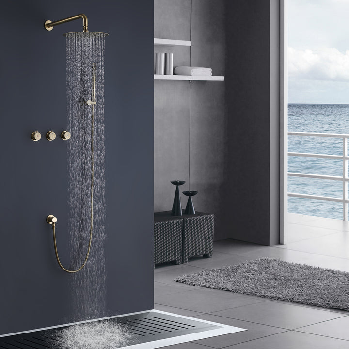 Wall Mounted Rain Shower System with Hand Shower-Includes Rough-In Valve - Modland