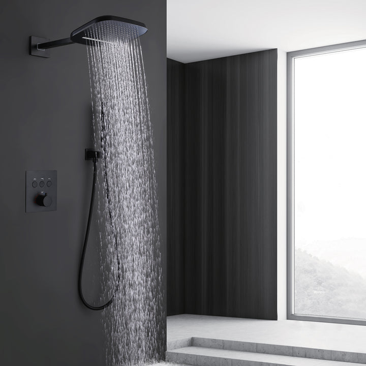 Luxurious Thermostatic Rain Shower System with Hand Shower & Rough-in Valve - Modland