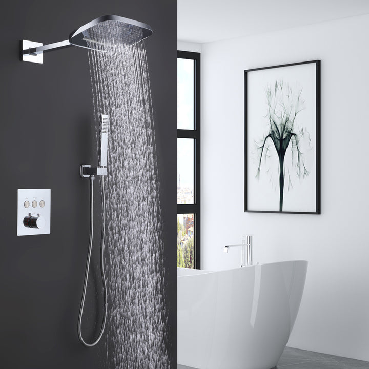 Luxurious Thermostatic Rain Shower System with Hand Shower & Rough-in Valve - Modland