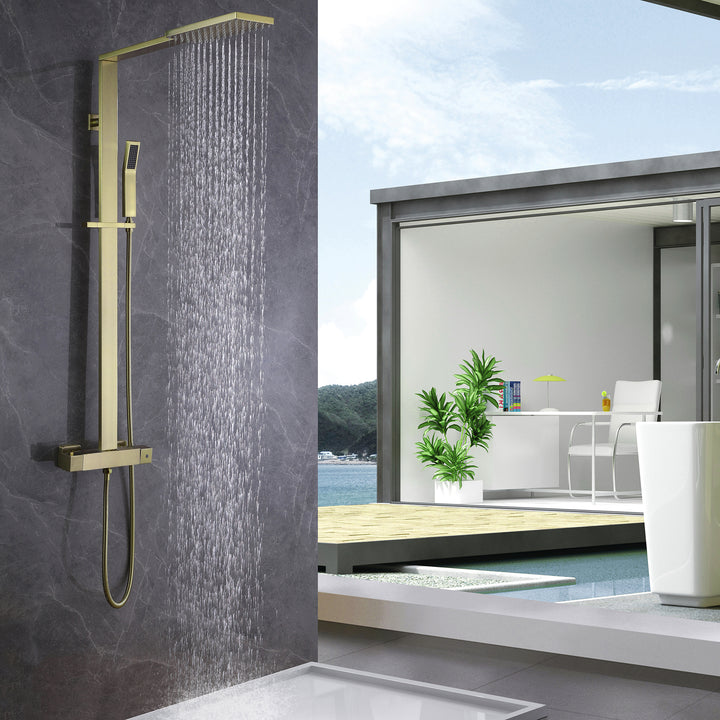 Luxury Double Function Thermostatic Shower System With Rough-In Valve - Modland