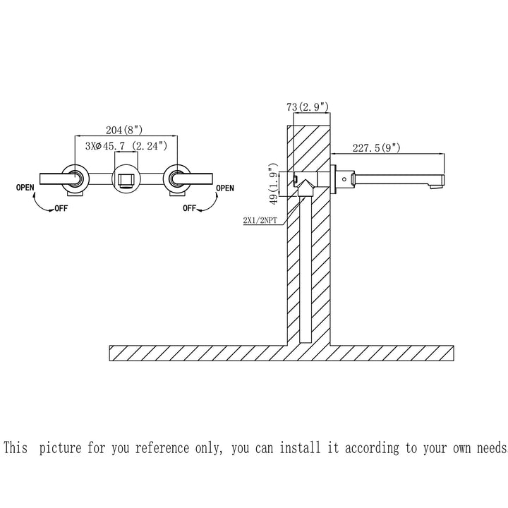 Dual-Handle Wall-Mounted Bathroom Sink Faucet for Elegant Bathroom - Modland