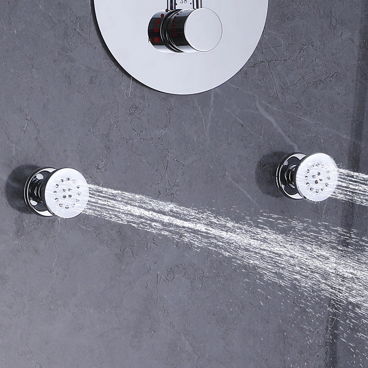 Thermostatic Complete Shower System With Shower Head Hand Shower And 4 Body Jets - Modland