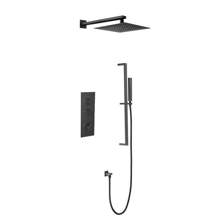 Thermostatic Rain Shower System with Hand Shower-Includes Rough-in Valve - Modland