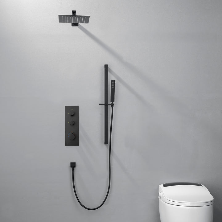 Thermostatic Rain Shower System with Hand Shower-Includes Rough-in Valve - Modland