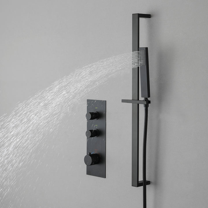 Thermostatic Rain Shower System with Hand Shower-Includes Rough-in Valve - Modland