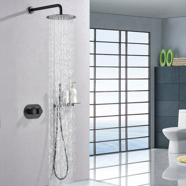 Thermostatic Rain Shower System with Hand Shower-Includes Rough-in Valve - Modland