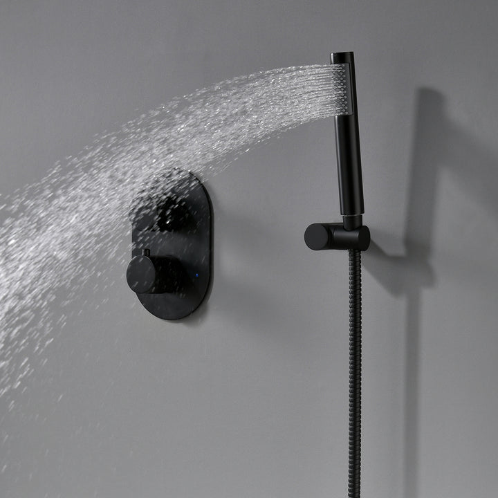 Thermostatic Rainfall Shower System with Hand Shower & Built-In Rough-in Valve - Modland