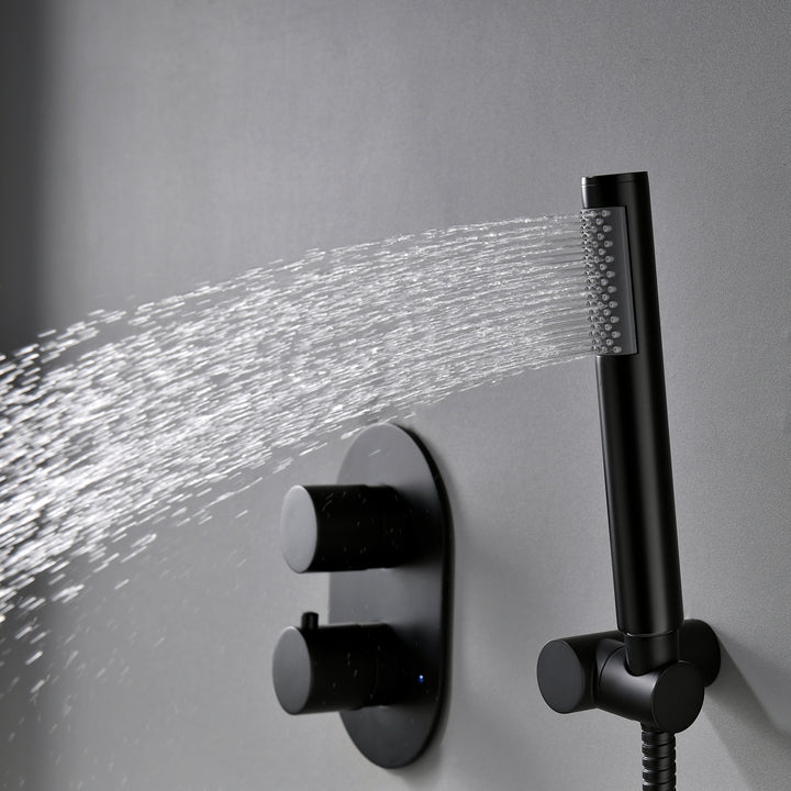 Thermostatic Rainfall Shower System with Hand Shower & Built-In Rough-in Valve - Modland