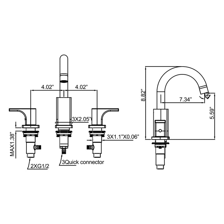 Deck Mounted Two-Handle Widespread Bathroom Faucet - Modland