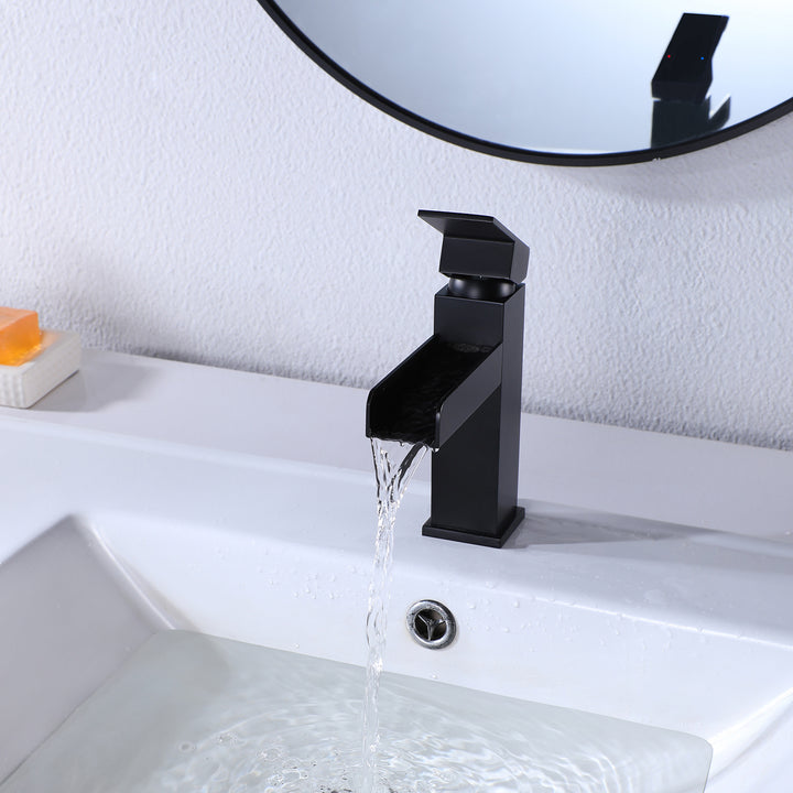 Elegant Waterfall Single-Hole Bathroom Faucet with Included Deck Plate - Modland