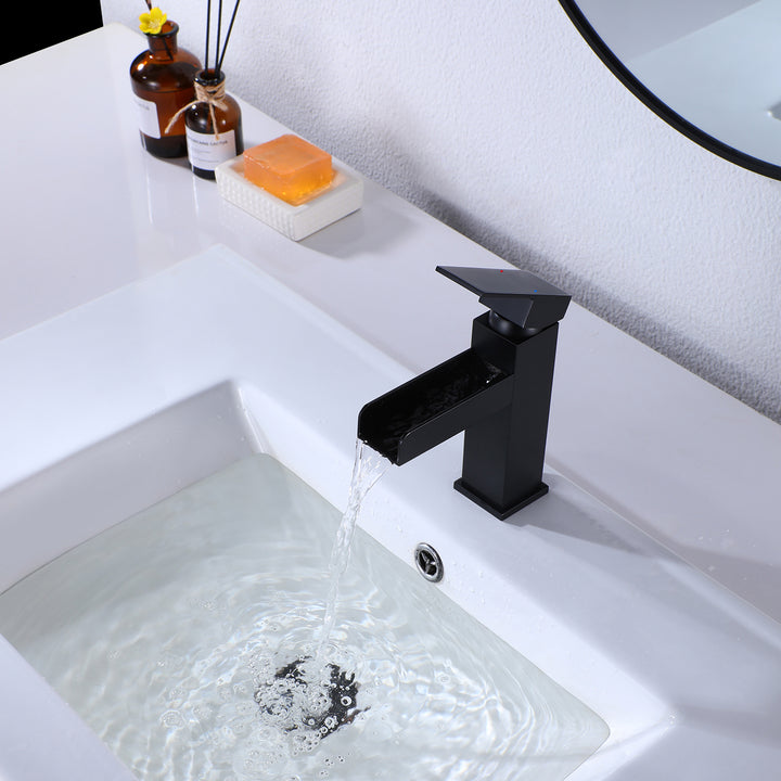 Elegant Waterfall Single-Hole Bathroom Faucet with Included Deck Plate - Modland