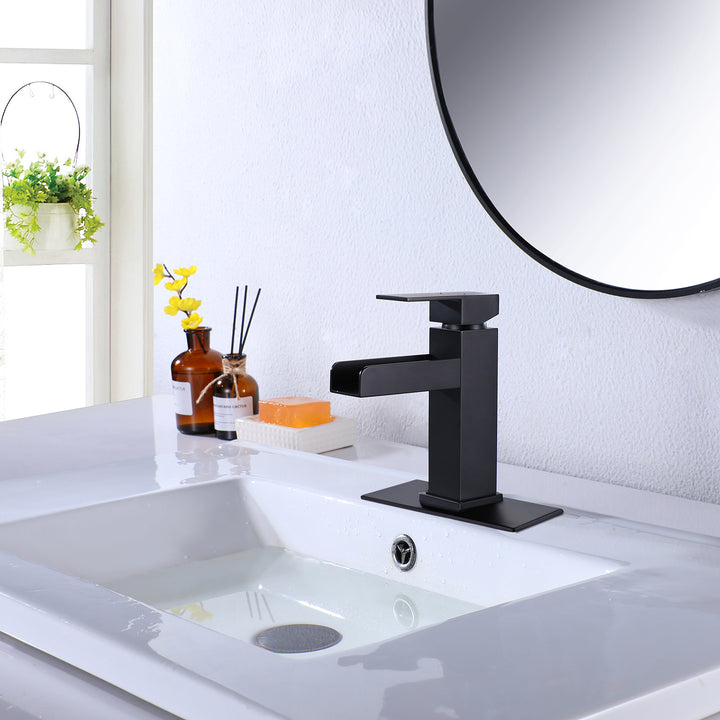 Elegant Waterfall Single-Hole Bathroom Faucet with Included Deck Plate - Modland