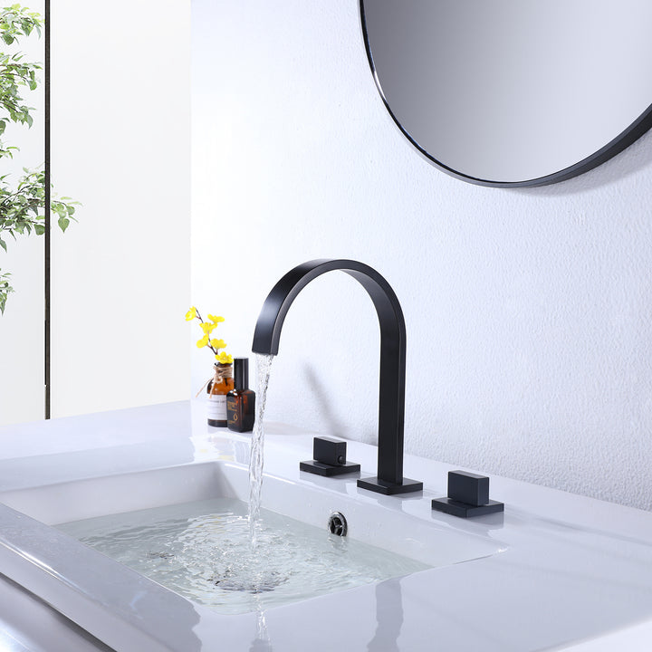 Black Widespread Bathroom Faucet for Modern Sophistication - Modland