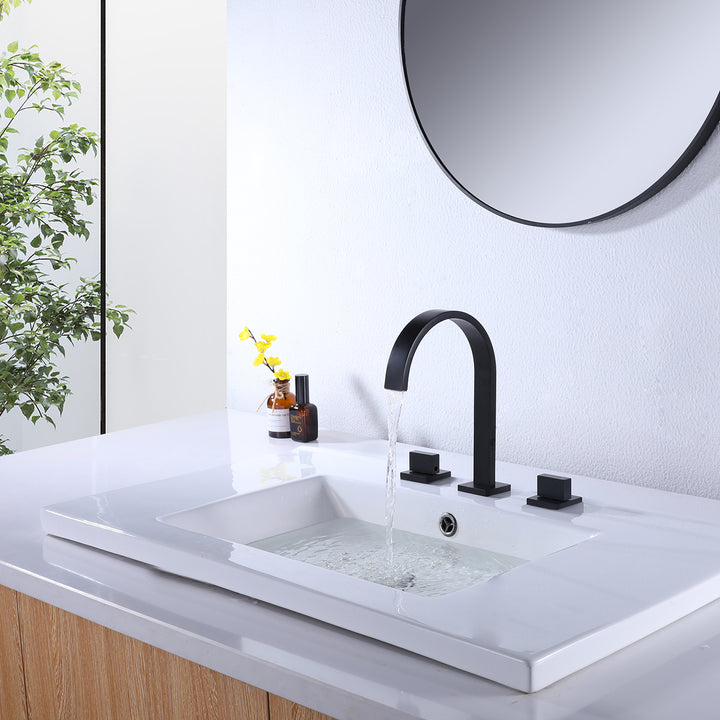 Black Widespread Bathroom Faucet for Modern Sophistication - Modland