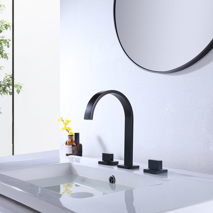 Black Widespread Bathroom Faucet for Modern Sophistication - Modland