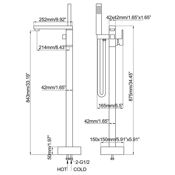 Elegance Meets Convenience: Single Handle Freestanding Tub Filler with Handshower - Modland