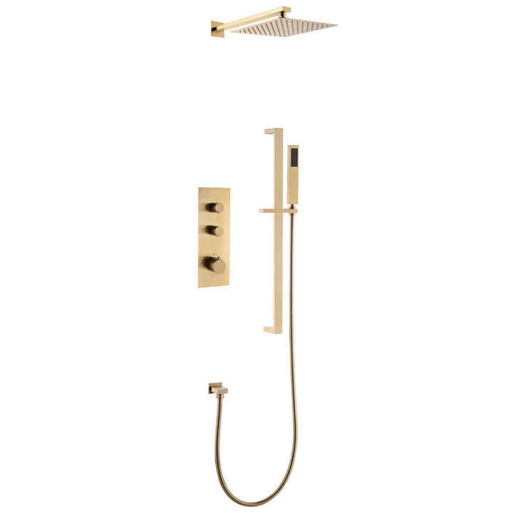 Thermostatic Rain Shower System with Hand Shower-Includes Rough-in Valve - Modland