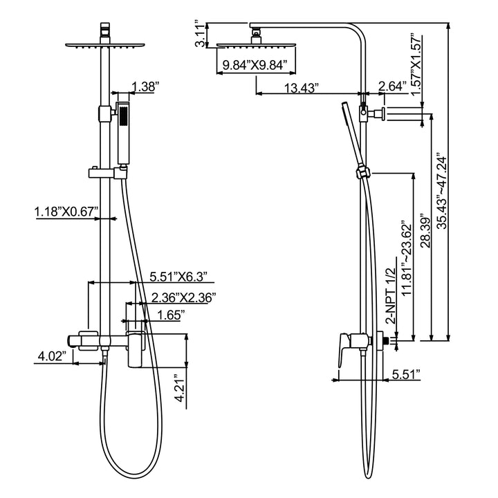 Luxury Complete Shower System With Rough-In Valve - Modland